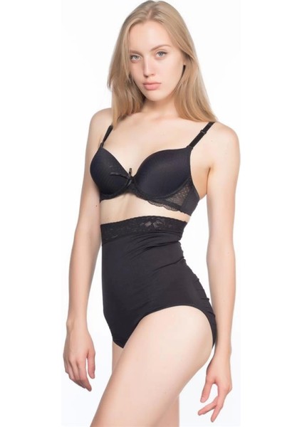 Modlive Siyah Emay 2028 Dantelli Yüksek Bel Slip Korse