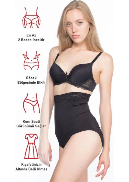 Modlive Siyah Emay 2028 Dantelli Yüksek Bel Slip Korse fırsatları