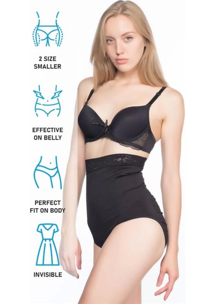 Modlive Siyah Emay 2028 Dantelli Yüksek Bel Slip Korse indirimleri