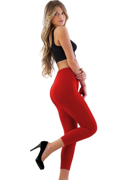 Modlive Kırmızı Mı Emay 7700 Likralı Uzun Battal Tayt