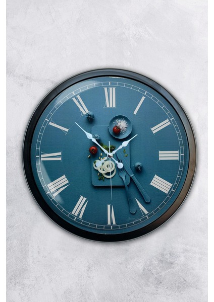 40 cm Siyah Modern Metal Mutfak Duvar Saati, Şık ve Şık Dekorasyon Parçası