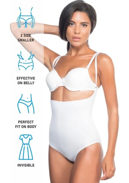Modlive Beyaz Emay 2073 Ince Göğüsü Açık Desenli Body Korse indirimleri