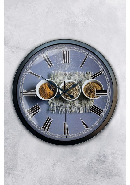 40 cm Siyah Metal Mutfak Duvar Saati, Modern ve Şık Tasarım