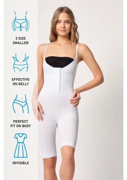 Modlive Beyaz Emay 2093 Ön Agraflı Göğsü Açık Paçalı Boy Korse indirimleri