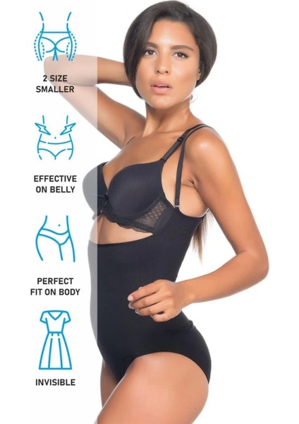 Modlive Siyah Emay 2073 Ince Göğüsü Açık Desenli Body Korse indirimleri