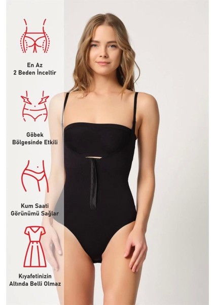 Modlive Siyah Emay 2043 Göğsü Açık Agraflı Body Korse fırsatları