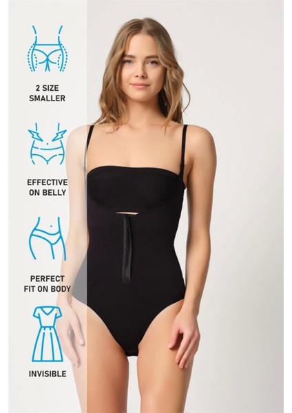 Modlive Siyah Emay 2043 Göğsü Açık Agraflı Body Korse indirimleri