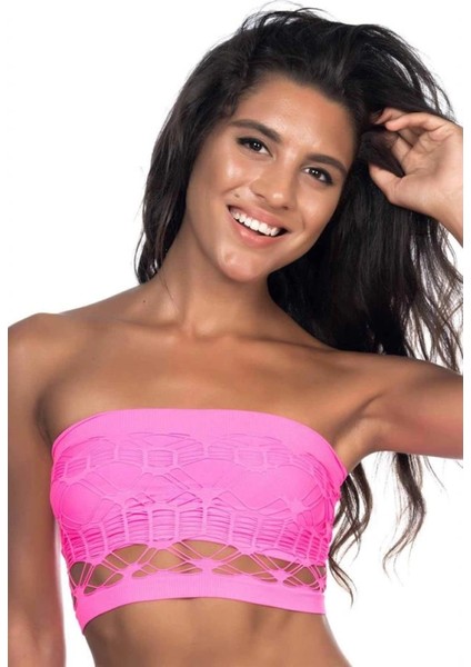 Modlive Fuşya Emay 4050 Double Örgü Straplez Korse