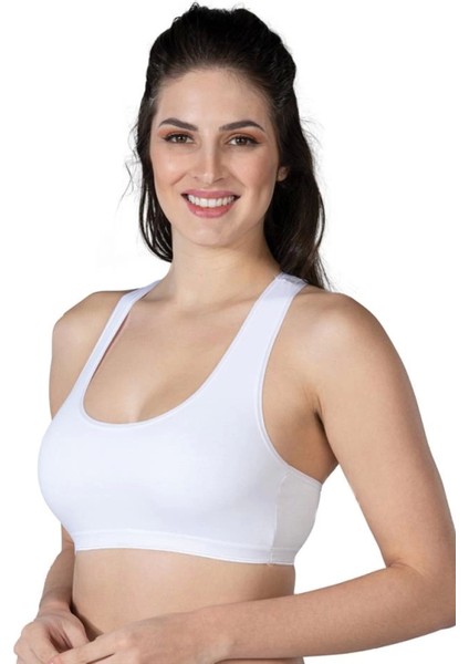 Modlive Beyaz Emay 1424 Modal Cotton Sporcu Büstiyer