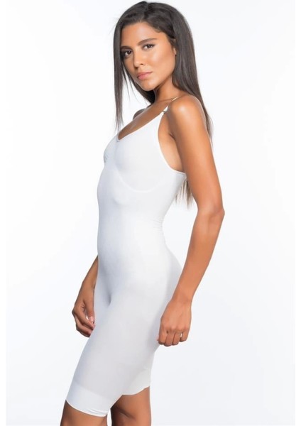 Modlive Beyaz Emay 2071 Ince Paçalı Boy Korse