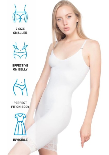 Modlive Beyaz Emay 2031 Paçalı Dantelli Boy Korse indirimleri