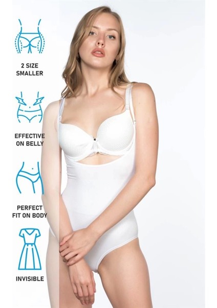 Modlive Beyaz Emay 2023 Göğsü Açık Body Korse indirimleri