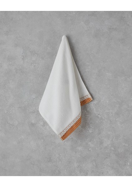 Petite Checked Pamuklu Kroşeli Yüz Havlusu 50X80 cm Ekru-Sarı