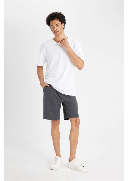 Slim Fit Dar Kesim Cepli Basic Düz Şort R3442AZ24SM