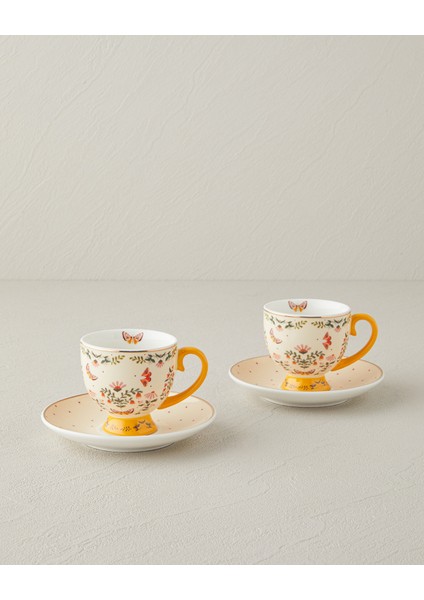 Dipsy New Bone China 4 Parça 2 Kişilik Kahve Fincan Takımı 100 ml Hardal