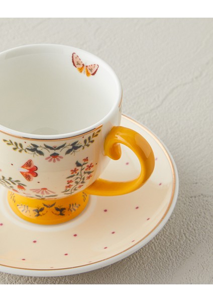 Dipsy New Bone China 4 Parça 2 Kişilik Kahve Fincan Takımı 100 ml Hardal