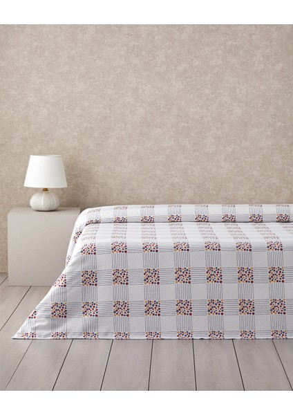 Daisy Plaid Baskılı Pamuklu Çift Kişilik Pike 200 x 220 cm Mavi