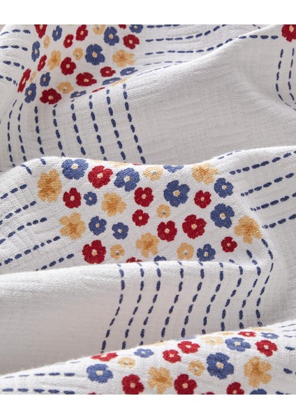 Daisy Plaid Baskılı Pamuklu Çift Kişilik Pike 200 x 220 cm Mavi