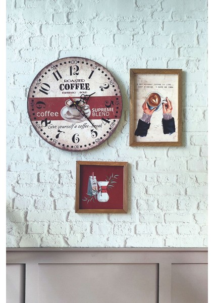 Renkli Yuvarlak Duvar Saati, Modern Ahşap Çerçeve, Mutfak ve Ofis Dekoru