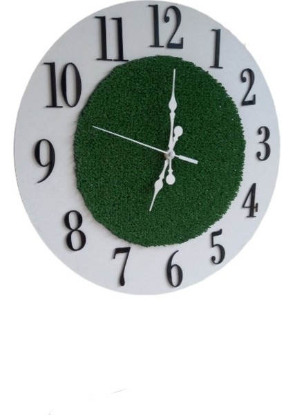 Çimli Ahşap 3D Yuvarlak Duvar Saati, Doğa Temalı, 34 cm, Yeşil Renk indirimleri