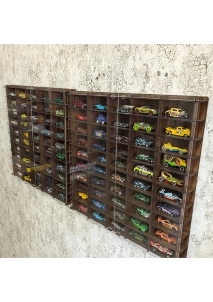Pleksi Kapaklı 1/64 Ölçek 100 Araç Hotwheels Matchbox Uyumlu Model Oyuncak Araba Rafı,vitrini