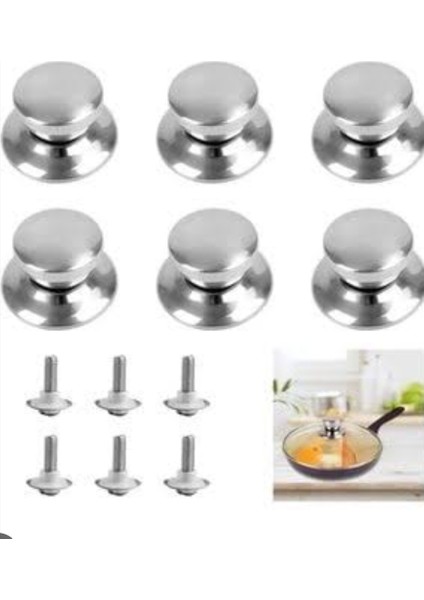 6 Ad Tencere Tava Sahan Cam Kapak Için Tepe Kulp Tutma Kolu Sapı