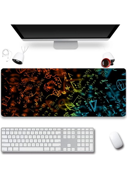 Sonictouch Mavi Turuncu Neon Matematik Tahtası Gamer Oyuncu Dikişsiz Sıvı Geçirmez Klavye Mouse Pad 32X70CM