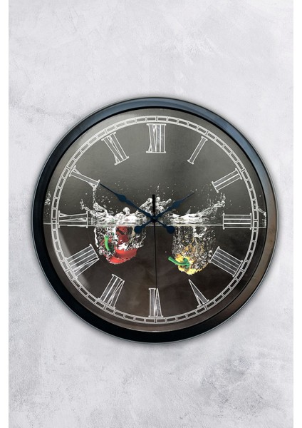 40 Cm Çok Renkli Geometrik Metal Mutfak Duvar Saati, 33x44 Boyut