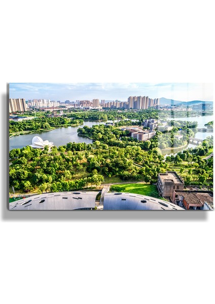 Şehirler ve Manzaralar, Yapay Zeka Destekli, 3D Dekoratif Baskı Yatay Cam Tablo 109