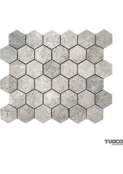 Doğal Taş 2’’ Hexagon Tundra Gri Cilalı Mermer Mozaik
