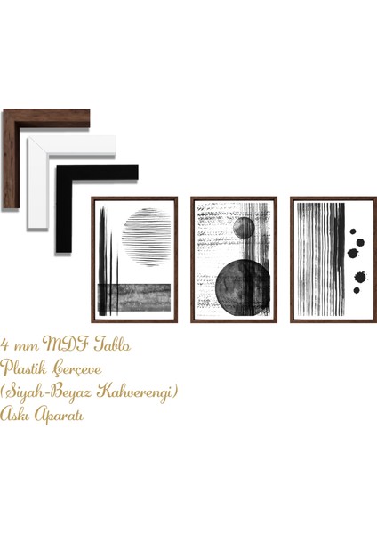 Bohem Tarz Mdf Plastik Çerçeveli 3'lu Dekoratif Tablo 32 fırsatları