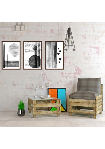 Bohem Tarz Mdf Plastik Çerçeveli 3'lu Dekoratif Tablo 32 indirimleri