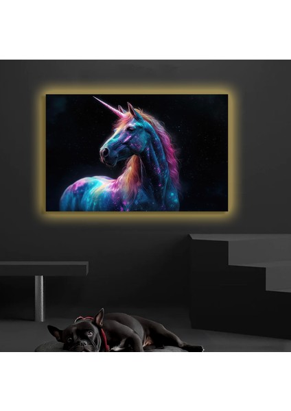 LED Işıklı Kanvas Tablo, 3D Dekoratif Baskılı Tablo Yapay Zeka Desteksli Hayvanlar 102