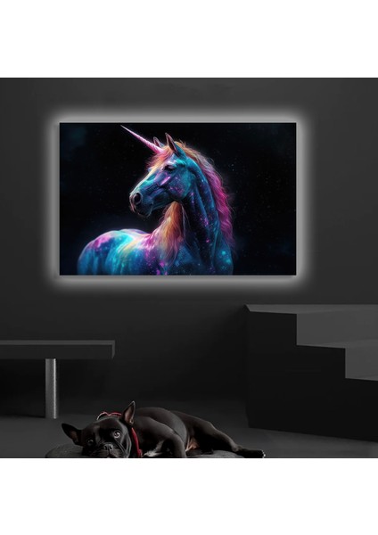 LED Işıklı Kanvas Tablo, 3D Dekoratif Baskılı Tablo Yapay Zeka Desteksli Hayvanlar 102