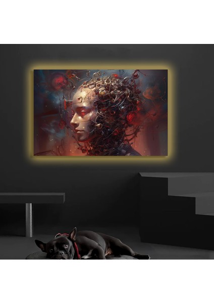 LED Işıklı Kanvas Tablo, 3D Dekoratif Baskılı Tablo Yapay Zeka Desteksli Hayvanlar 265