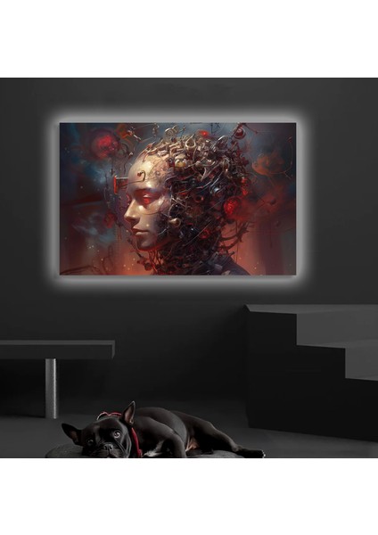 LED Işıklı Kanvas Tablo, 3D Dekoratif Baskılı Tablo Yapay Zeka Desteksli Hayvanlar 265