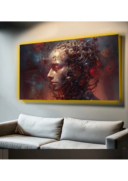 LED Işıklı Kanvas Tablo, 3D Dekoratif Baskılı Tablo Yapay Zeka Desteksli Hayvanlar 265