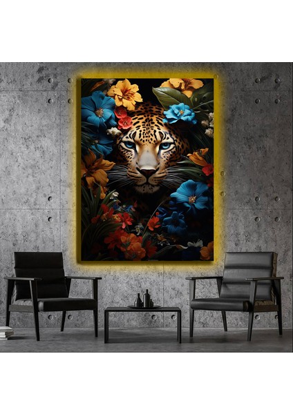 LED Işıklı Kanvas Tablo, 3D Dekoratif Baskılı Tablo Yapay Zeka Desteksli Hayvanlar 477