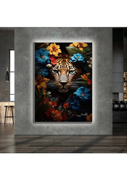 LED Işıklı Kanvas Tablo, 3D Dekoratif Baskılı Tablo Yapay Zeka Desteksli Hayvanlar 477