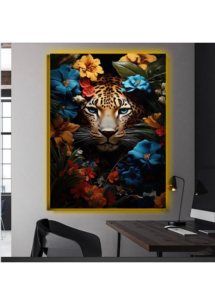 LED Işıklı Kanvas Tablo, 3D Dekoratif Baskılı Tablo Yapay Zeka Desteksli Hayvanlar 477