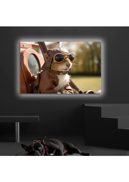 LED Işıklı Kanvas Tablo, 3D Dekoratif Baskılı Tablo Yapay Zeka Desteksli Hayvanlar 308