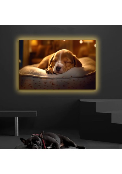 LED Işıklı Kanvas Tablo, 3D Dekoratif Baskılı Tablo Yapay Zeka Desteksli Hayvanlar 43