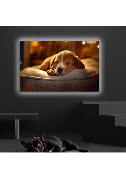 LED Işıklı Kanvas Tablo, 3D Dekoratif Baskılı Tablo Yapay Zeka Desteksli Hayvanlar 43