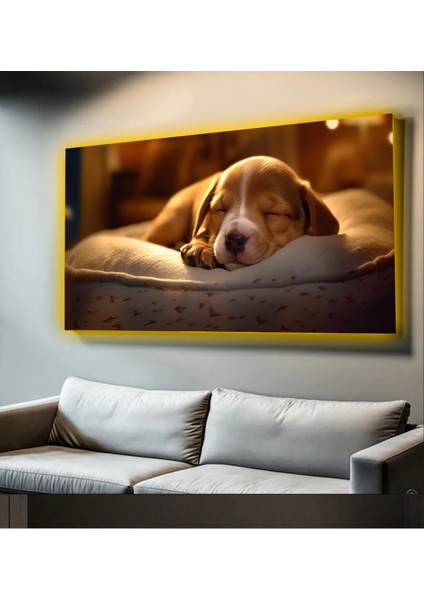 LED Işıklı Kanvas Tablo, 3D Dekoratif Baskılı Tablo Yapay Zeka Desteksli Hayvanlar 43