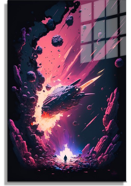 Space/uzay Yapay Zeka Özel Tasarım Cam Tablo Ofis, Mutfak Çocuk Odası, Salon 48