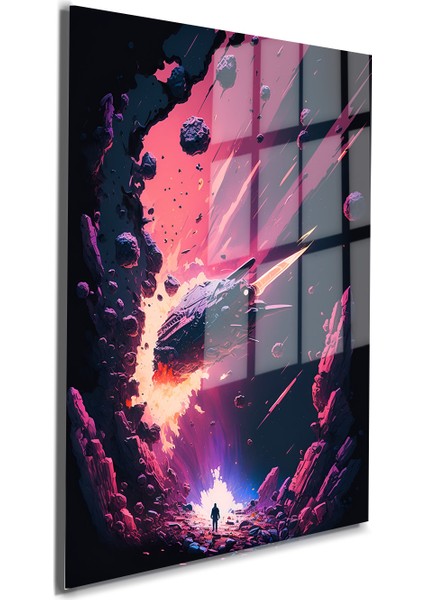 Space/uzay Yapay Zeka Özel Tasarım Cam Tablo Ofis, Mutfak Çocuk Odası, Salon 48 fiyatları