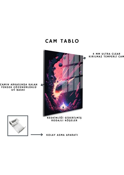 Space/uzay Yapay Zeka Özel Tasarım Cam Tablo Ofis, Mutfak Çocuk Odası, Salon 48 indirimleri