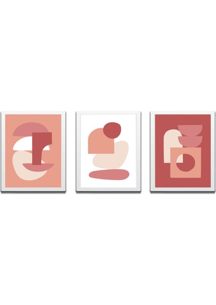 Bohem Tarz Mdf Plastik Çerçeveli 3'lu Dekoratif Tablo 112