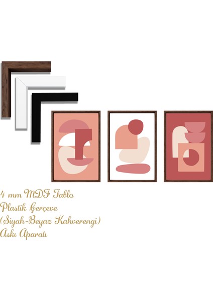 Bohem Tarz Mdf Plastik Çerçeveli 3'lu Dekoratif Tablo 112 fırsatları