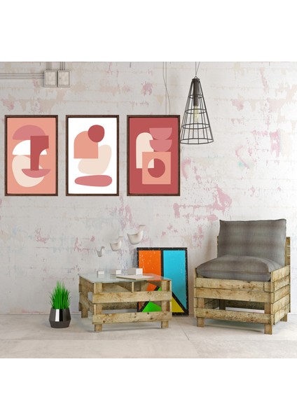 Bohem Tarz Mdf Plastik Çerçeveli 3'lu Dekoratif Tablo 112 indirimleri